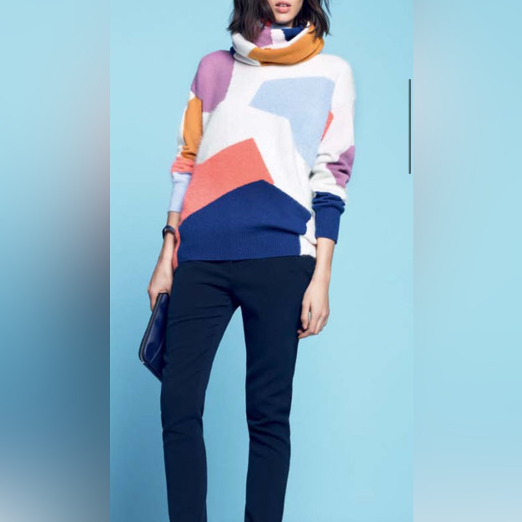 Lacoste Multicolor Geometric Sweater Angora, Wool, And Cashmere Sz L